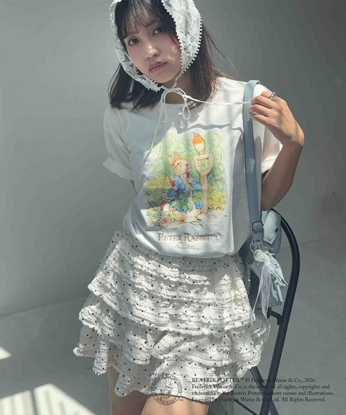 AS KNOW AS plus(アズノゥアズプラス)の「〇ピーターラビット アソート半袖Tシャツ 【ピーターラビット/PETER RABBIT】(Tシャツ/カットソー・レディース・ブルーグレー/オフホワイト/ダークグリーン/スミクロ・FREE)」の9枚目の写真