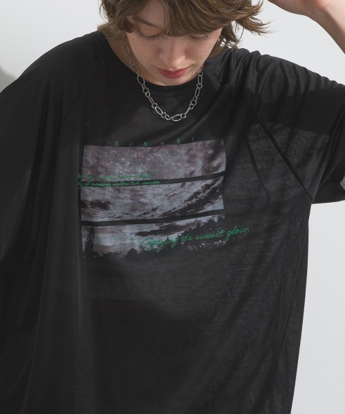 le colis(ルコリ)の「シアースラブ 転写プリント ラグランTシャツ 半袖(Tシャツ/カットソー・レディース・オフホワイト/ライトグリーン/ブラック・FREE)」の20枚目の写真
