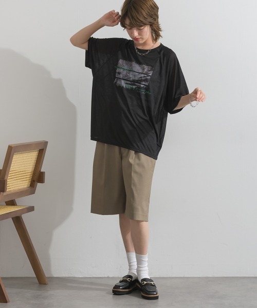 le colis(ルコリ)の「シアースラブ 転写プリント ラグランTシャツ 半袖(Tシャツ/カットソー・レディース・オフホワイト/ライトグリーン/ブラック・FREE)」の21枚目の写真