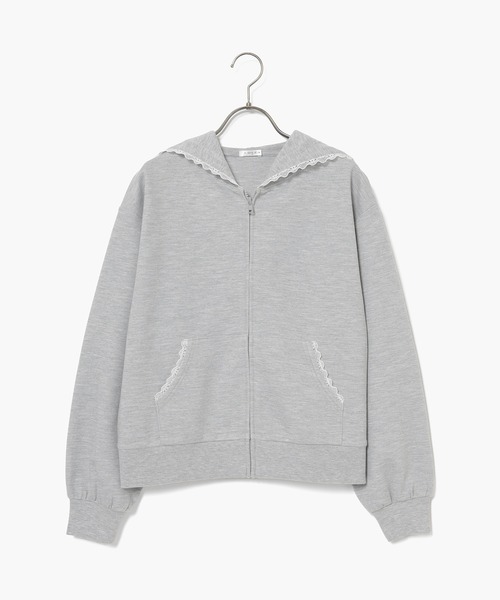 Honeys(ハニーズ)の「レース付ジップパーカー(パーカー・レディース・ピンク/ブラック/杢グレー・M/LL/L/S/3L)」の19枚目の写真