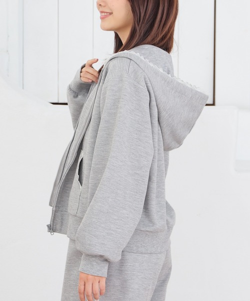 Honeys(ハニーズ)の「レース付ジップパーカー(パーカー・レディース・ピンク/ブラック/杢グレー・M/LL/L/S/3L)」の22枚目の写真