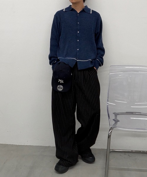 UNDERSTATEMENTs(アンダーステイトメント)の「【ユニセックス】配色ベロアタッチニットシャツ(ニット/セーター・メンズ・ネイビー/ブラック・MEDIUM/LARGE)」の13枚目の写真