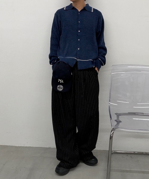 UNDERSTATEMENTs(アンダーステイトメント)の「【ユニセックス】配色ベロアタッチニットシャツ(ニット/セーター・メンズ・ネイビー/ブラック・MEDIUM/LARGE)」の14枚目の写真