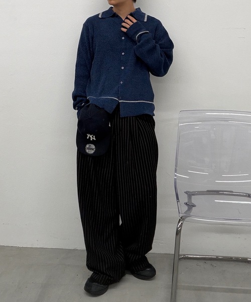 UNDERSTATEMENTs(アンダーステイトメント)の「【ユニセックス】配色ベロアタッチニットシャツ(ニット/セーター・メンズ・ネイビー/ブラック・MEDIUM/LARGE)」の15枚目の写真