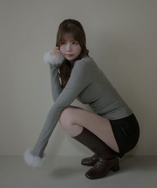 M DOLLY(エムドリー)の「Fur cuff bonnie tops / ファーカフボニートップス(Tシャツ/カットソー・レディース・ブラウン/ホワイト/グレー/ブラック・FREE)」の22枚目の写真