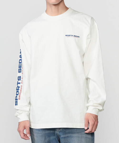 SEDAN ALL-PURPOSE(セダンオールパーパス)の「SEDAN ALL-PURPOSE | コットン 長袖プリントTシャツ MEN(Tシャツ/カットソー・メンズ・オフホワイト/ブラック・M/L)」の1枚目の写真