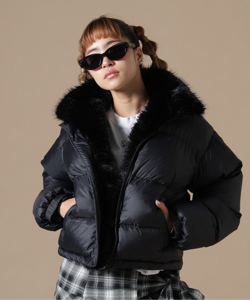DANKE SCHON(ダンケシェーン)の「DankeSchon/ダンケシェーン/WOMEN NYLON FUR STAND BLOUSON(ブルゾン・レディース・ブラック/ブラウン/オフホワイト・F)」の1枚目の写真