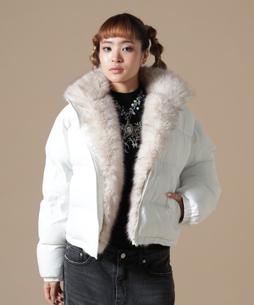 DANKE SCHON(ダンケシェーン)の「DankeSchon/ダンケシェーン/WOMEN NYLON FUR STAND BLOUSON(ブルゾン・レディース・ブラック/ブラウン/オフホワイト・F)」の5枚目の写真