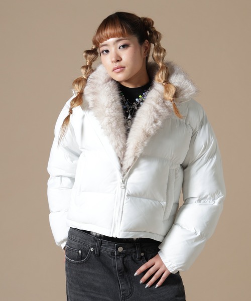 DANKE SCHON(ダンケシェーン)の「DankeSchon/ダンケシェーン/WOMEN NYLON FUR STAND BLOUSON(ブルゾン・レディース・ブラック/ブラウン/オフホワイト・F)」の8枚目の写真
