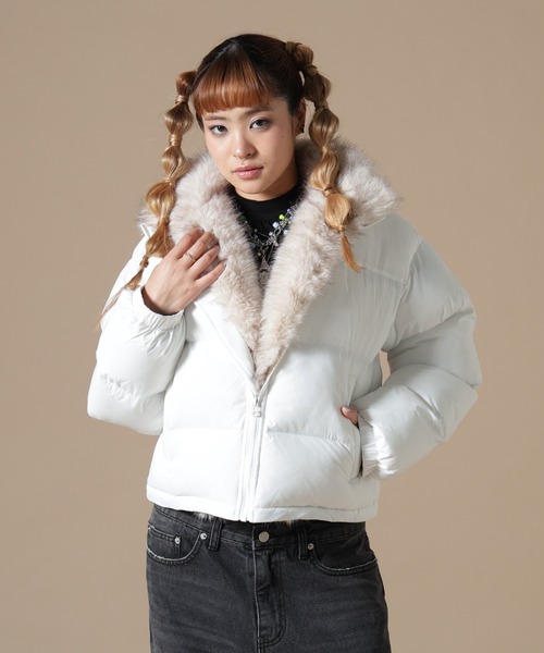 DANKE SCHON(ダンケシェーン)の「DankeSchon/ダンケシェーン/WOMEN NYLON FUR STAND BLOUSON(ブルゾン・レディース・ブラック/ブラウン/オフホワイト・F)」の9枚目の写真