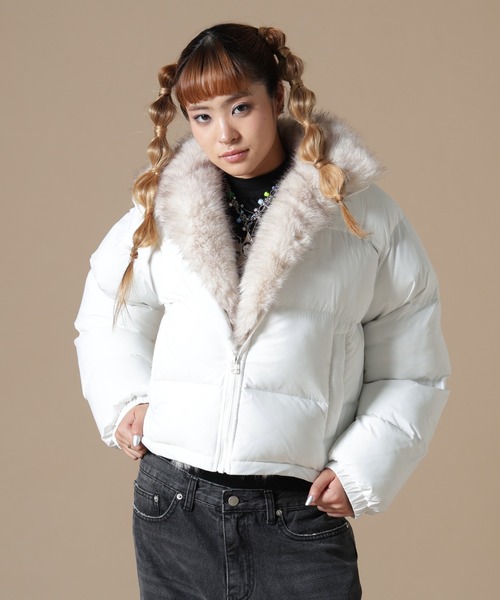 DANKE SCHON(ダンケシェーン)の「DankeSchon/ダンケシェーン/WOMEN NYLON FUR STAND BLOUSON(ブルゾン・レディース・ブラック/ブラウン/オフホワイト・F)」の10枚目の写真