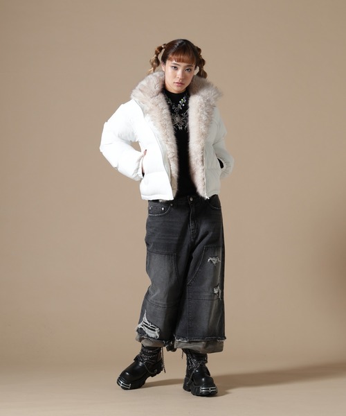 DANKE SCHON(ダンケシェーン)の「DankeSchon/ダンケシェーン/WOMEN NYLON FUR STAND BLOUSON(ブルゾン・レディース・ブラック/ブラウン/オフホワイト・F)」の12枚目の写真