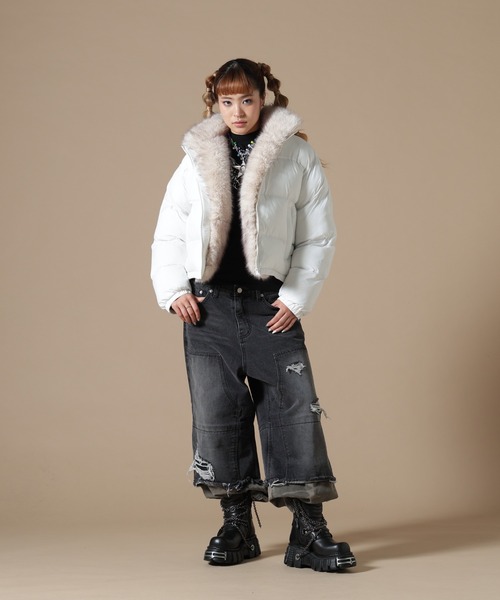 DANKE SCHON(ダンケシェーン)の「DankeSchon/ダンケシェーン/WOMEN NYLON FUR STAND BLOUSON(ブルゾン・レディース・ブラック/ブラウン/オフホワイト・F)」の13枚目の写真