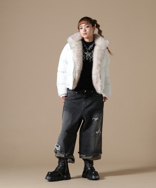 DANKE SCHON(ダンケシェーン)の「DankeSchon/ダンケシェーン/WOMEN NYLON FUR STAND BLOUSON(ブルゾン・レディース・ブラック/ブラウン/オフホワイト・F)」の14枚目の写真