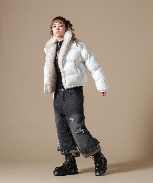 DANKE SCHON(ダンケシェーン)の「DankeSchon/ダンケシェーン/WOMEN NYLON FUR STAND BLOUSON(ブルゾン・レディース・ブラック/ブラウン/オフホワイト・F)」の15枚目の写真