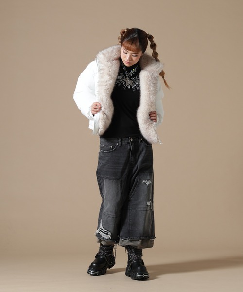 DANKE SCHON(ダンケシェーン)の「DankeSchon/ダンケシェーン/WOMEN NYLON FUR STAND BLOUSON(ブルゾン・レディース・ブラック/ブラウン/オフホワイト・F)」の16枚目の写真