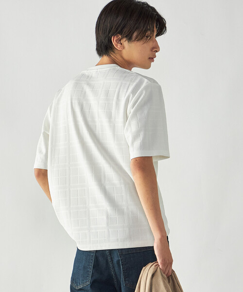 COMME CA ISM（コムサイズム）の「エンボスチェック クルーネックTシャツ（Tシャツ/カットソー・メンズ・ブラック/ホワイト・L/M）」の8枚目の写真