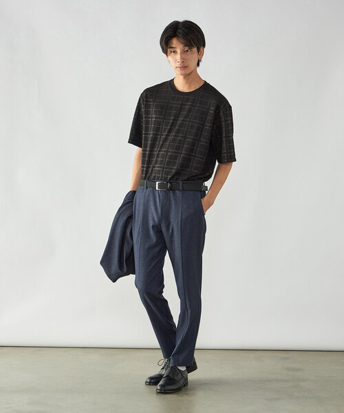 COMME CA ISM（コムサイズム）の「エンボスチェック クルーネックTシャツ（Tシャツ/カットソー・メンズ・ブラック/ホワイト・L/M）」の10枚目の写真