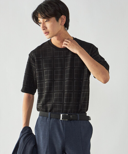 COMME CA ISM（コムサイズム）の「エンボスチェック クルーネックTシャツ（Tシャツ/カットソー・メンズ・ブラック/ホワイト・L/M）」の11枚目の写真