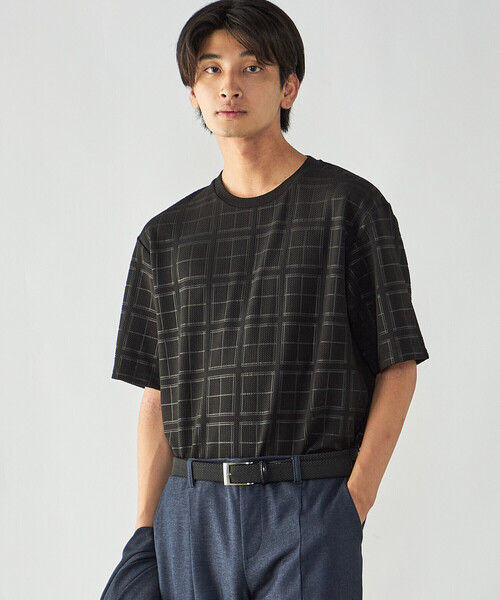 COMME CA ISM（コムサイズム）の「エンボスチェック クルーネックTシャツ（Tシャツ/カットソー・メンズ・ブラック/ホワイト・L/M）」の12枚目の写真