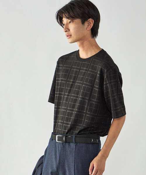 COMME CA ISM（コムサイズム）の「エンボスチェック クルーネックTシャツ（Tシャツ/カットソー・メンズ・ブラック/ホワイト・L/M）」の13枚目の写真