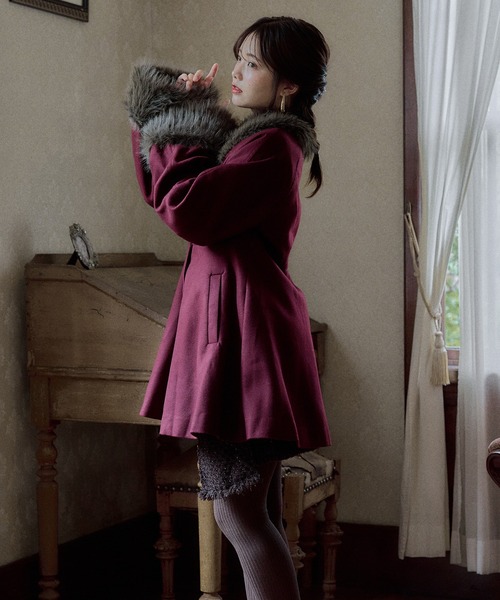 mideal(マイディール)の「lady peplum fur coat / レディペプラムファーコート(その他アウター・レディース・ボルドー/カーキ・FREE)」の17枚目の写真