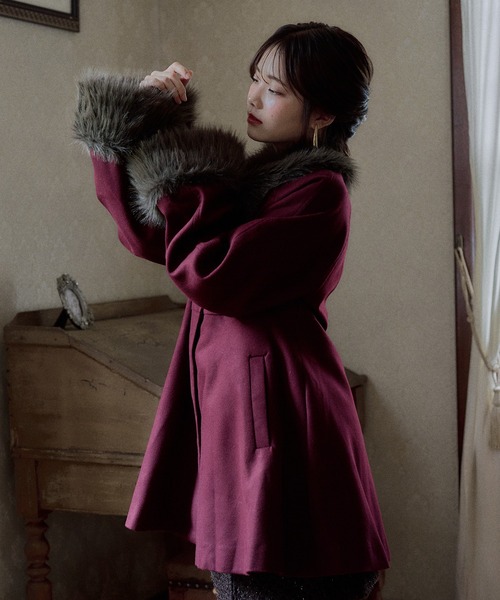 mideal(マイディール)の「lady peplum fur coat / レディペプラムファーコート(その他アウター・レディース・ボルドー/カーキ・FREE)」の18枚目の写真