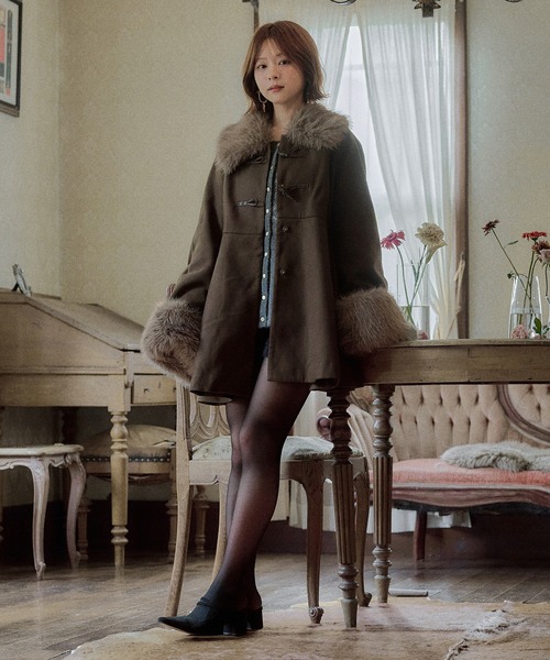 mideal(マイディール)の「lady peplum fur coat / レディペプラムファーコート(その他アウター・レディース・ボルドー/カーキ・FREE)」の16枚目の写真