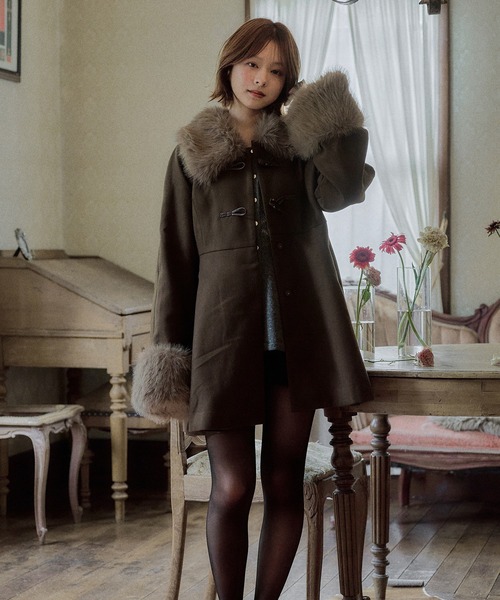 mideal(マイディール)の「lady peplum fur coat / レディペプラムファーコート(その他アウター・レディース・ボルドー/カーキ・FREE)」の14枚目の写真