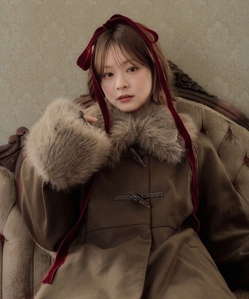 mideal(マイディール)の「lady peplum fur coat / レディペプラムファーコート(その他アウター・レディース・ボルドー/カーキ・FREE)」の3枚目の写真