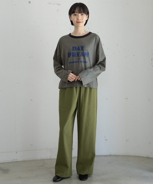 POU DOU DOU(プードゥドゥ)の「DAY DREAMロゴプリントリンガートップス(Tシャツ/カットソー・レディース・ピンク/ダークグレー/アイボリー・3)」の5枚目の写真