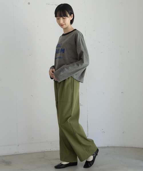 POU DOU DOU(プードゥドゥ)の「DAY DREAMロゴプリントリンガートップス(Tシャツ/カットソー・レディース・ピンク/ダークグレー/アイボリー・3)」の6枚目の写真