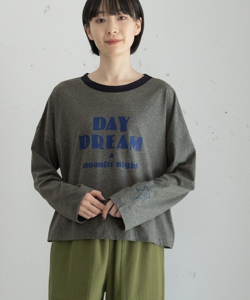 POU DOU DOU(プードゥドゥ)の「DAY DREAMロゴプリントリンガートップス(Tシャツ/カットソー・レディース・ピンク/ダークグレー/アイボリー・3)」の9枚目の写真