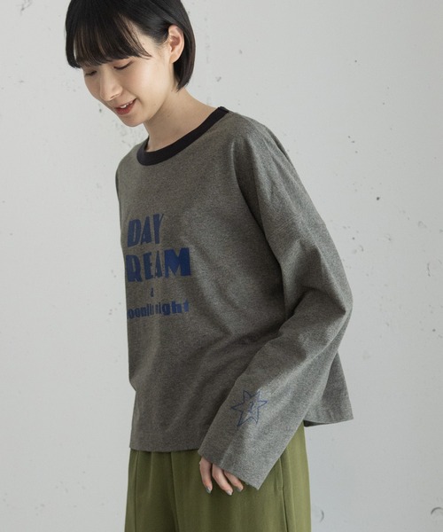 POU DOU DOU(プードゥドゥ)の「DAY DREAMロゴプリントリンガートップス(Tシャツ/カットソー・レディース・ピンク/ダークグレー/アイボリー・3)」の10枚目の写真