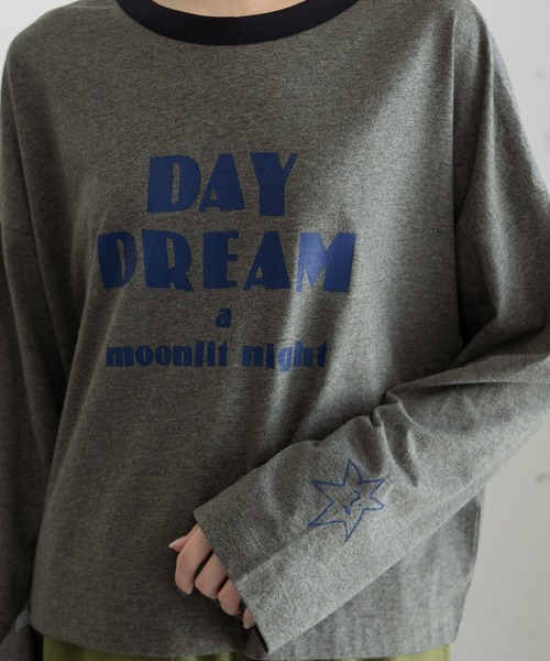 POU DOU DOU(プードゥドゥ)の「DAY DREAMロゴプリントリンガートップス(Tシャツ/カットソー・レディース・ピンク/ダークグレー/アイボリー・3)」の11枚目の写真