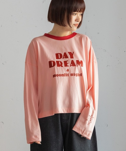 POU DOU DOU(プードゥドゥ)の「DAY DREAMロゴプリントリンガートップス(Tシャツ/カットソー・レディース・ピンク/ダークグレー/アイボリー・3)」の16枚目の写真