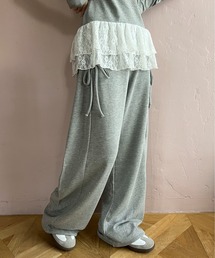 《セットアップ可能◎》ビジューリボンスウェットパンツ