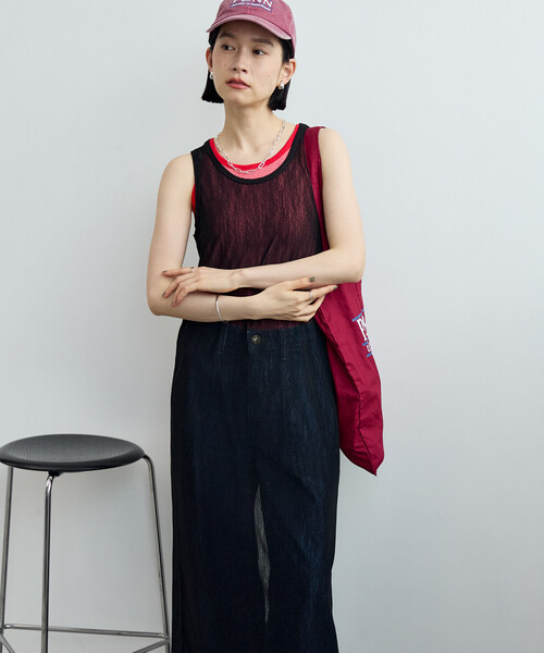 FREAK'S STORE(フリークスストア)の「メッシュシアーワンピース(ワンピース・レディース・ブラック/ネイビー/ブラウン・フリ-)」の2枚目の写真