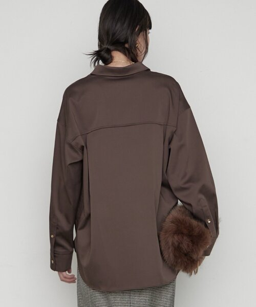 LOUNGEDRESS(ラウンジドレス)の「《名品シャツをブラッシュアップ》BASICサテンシャツ 秋服(シャツ/ブラウス・レディース・オフホワイト/ベージュ/ミント/ブラウン・FREE)」の19枚目の写真
