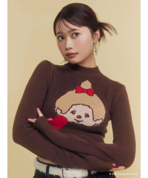 EMODA(エモダ)の「【Monchhichi×EMODA】ジャガードハイネッククロップニット(ニット/セーター・レディース・ブラウン/ブラック・FREE)」の6枚目の写真