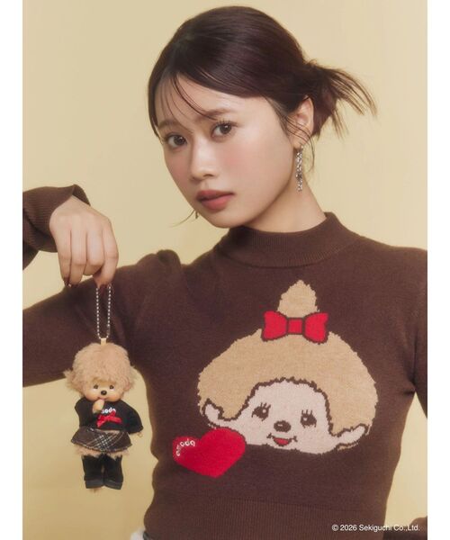 EMODA(エモダ)の「【Monchhichi×EMODA】ジャガードハイネッククロップニット(ニット/セーター・レディース・ブラウン/ブラック・FREE)」の7枚目の写真