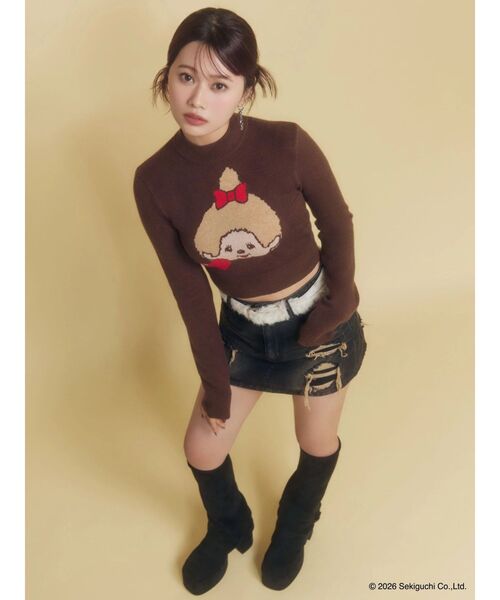 EMODA(エモダ)の「【Monchhichi×EMODA】ジャガードハイネッククロップニット(ニット/セーター・レディース・ブラウン/ブラック・FREE)」の8枚目の写真