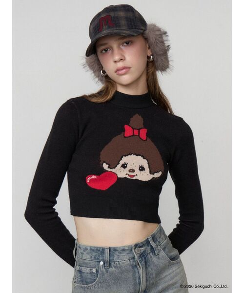 EMODA(エモダ)の「【Monchhichi×EMODA】ジャガードハイネッククロップニット(ニット/セーター・レディース・ブラウン/ブラック・FREE)」の10枚目の写真