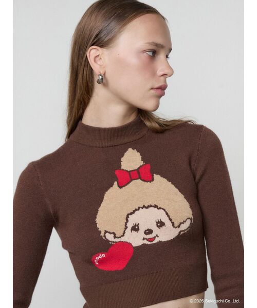 EMODA(エモダ)の「【Monchhichi×EMODA】ジャガードハイネッククロップニット(ニット/セーター・レディース・ブラウン/ブラック・FREE)」の13枚目の写真