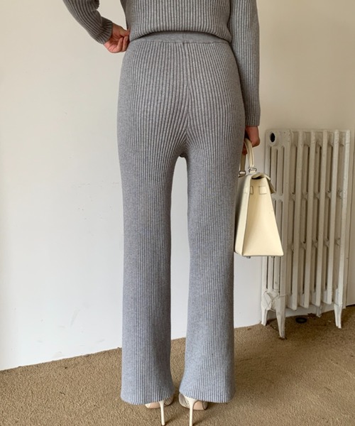BIRTHDAY BASH(バースデイバッシュ)の「LEILA LIB STRAIGHT PANTS(リブニットストレートパンツ)(その他パンツ・レディース・グレー・MEDIUM/SMALL)」の11枚目の写真