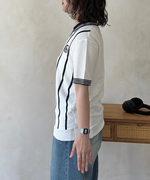 CPCM(シーピーシーエム)の「スキッパーニットユニフォームプルオーバー(Tシャツ/カットソー・メンズ・ホワイト/グレー・FREE)」の4枚目の写真