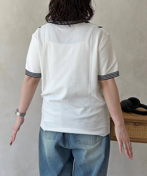 CPCM(シーピーシーエム)の「スキッパーニットユニフォームプルオーバー(Tシャツ/カットソー・メンズ・ホワイト/グレー・FREE)」の5枚目の写真