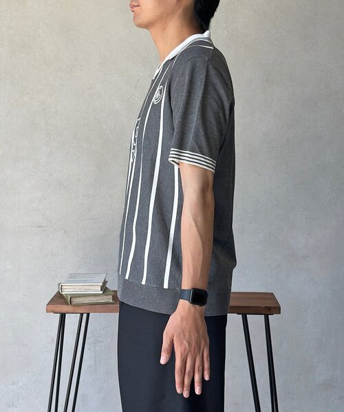 CPCM(シーピーシーエム)の「スキッパーニットユニフォームプルオーバー(Tシャツ/カットソー・メンズ・ホワイト/グレー・FREE)」の7枚目の写真