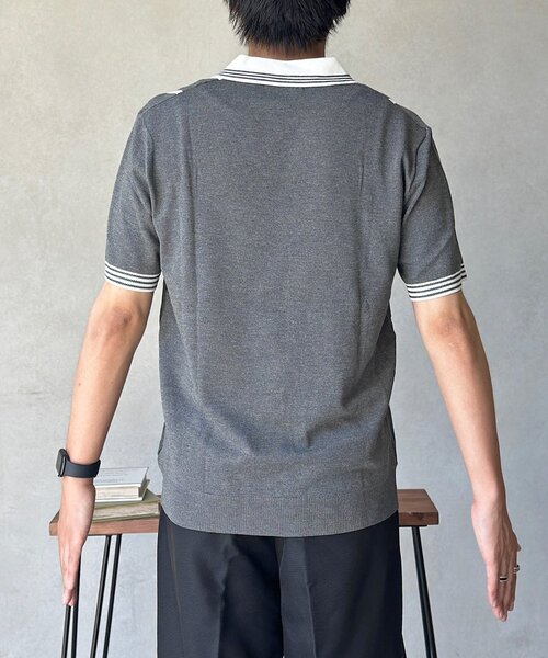 CPCM(シーピーシーエム)の「スキッパーニットユニフォームプルオーバー(Tシャツ/カットソー・メンズ・ホワイト/グレー・FREE)」の8枚目の写真