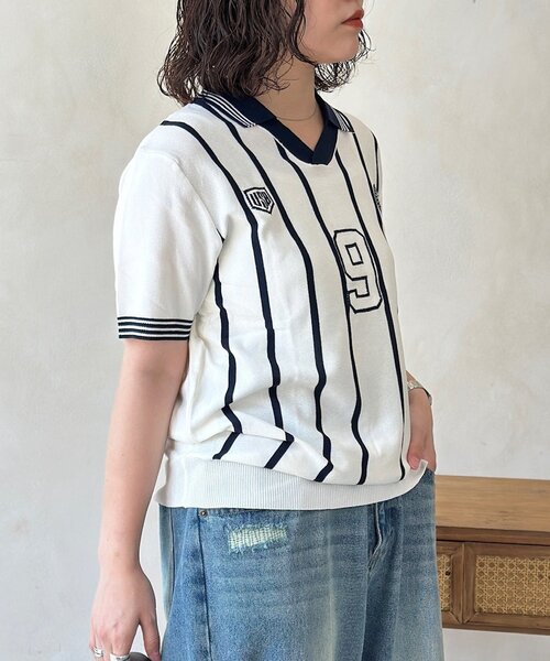 CPCM(シーピーシーエム)の「スキッパーニットユニフォームプルオーバー(Tシャツ/カットソー・メンズ・ホワイト/グレー・FREE)」の19枚目の写真